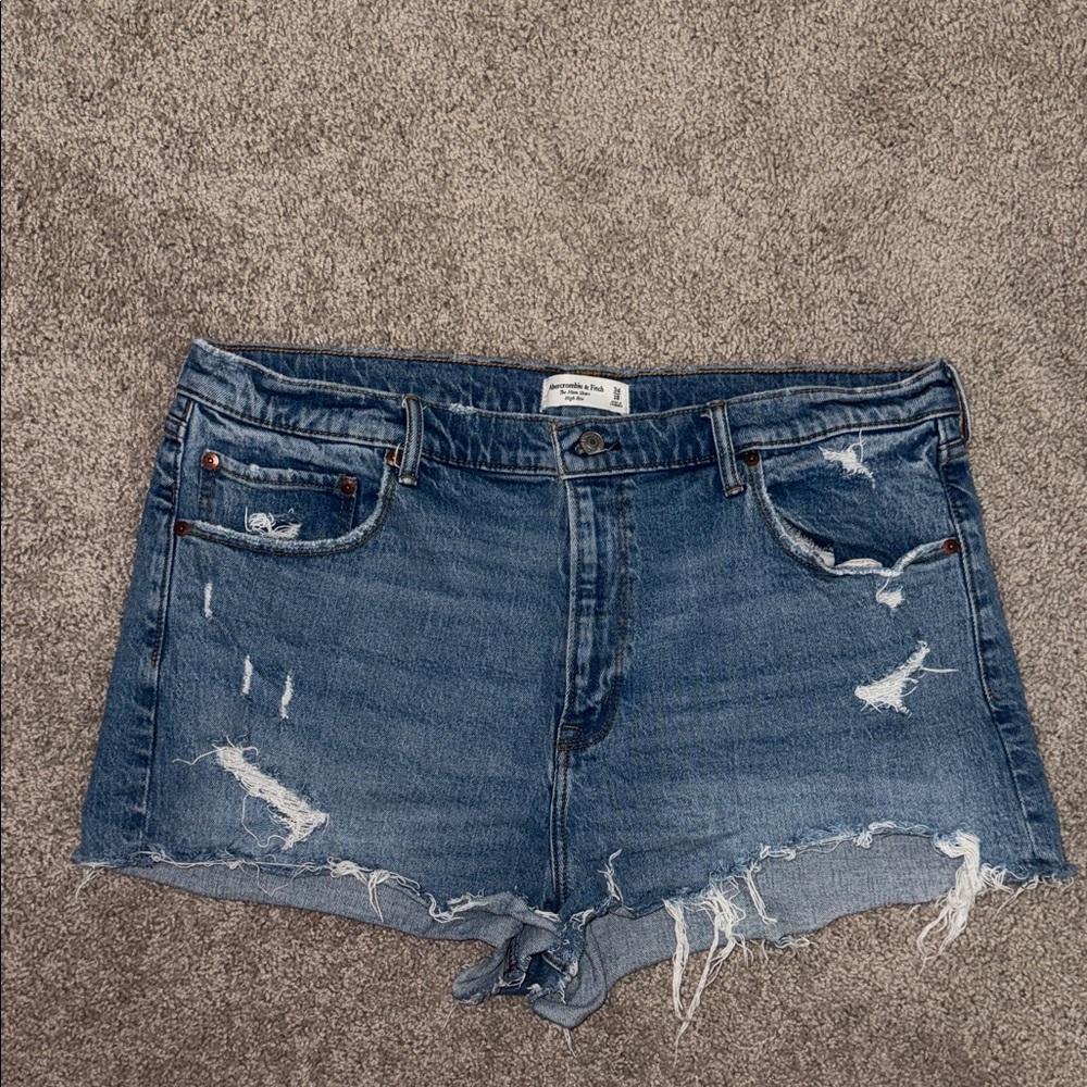 Abercrombie & Fitch Distressed Blue Denim Cutoff Shorts